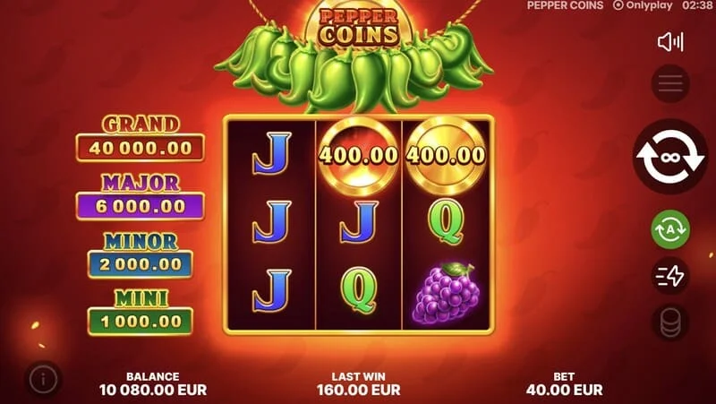 Pepper Coins - Moedas de bônus na rodada Hold and Win