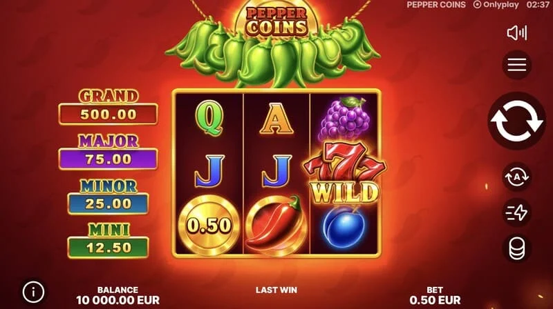 Pepper Coins - símbolo Wild nos rolos